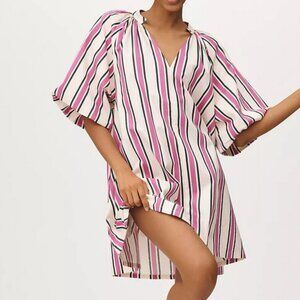 NWT Anthropologie Bel Kazan Stripe Short Sleeve Kaftan Mini Dress Size XS/S